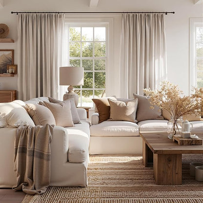 jinchan Taupe Lined Linen Blend Curtain - Image 5