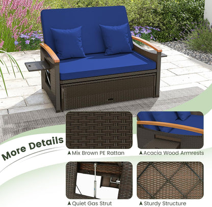 costway patio rattan daybed, outdoor loveseat sofa with, package contents
