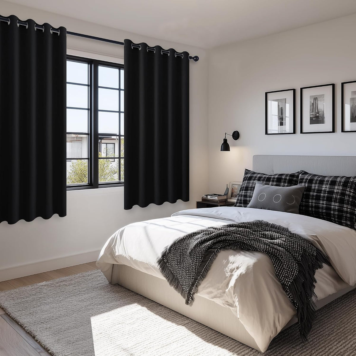 hiasan blackout curtains for bedroom, 60 x 63, package contents