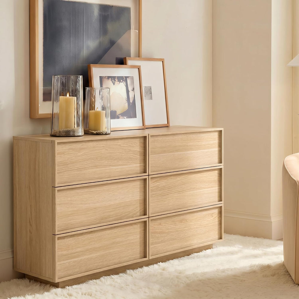 6-Drawer Dresser for Bedroom, 47.2" Wide, Wooden, Light Oak