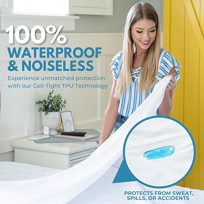 King Size 78x80” Premium Waterproof Zippered Mattress Encasement, 100% Cotton - Image 2
