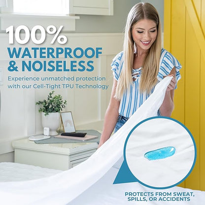 King Size 78x80” Premium Waterproof Zippered Mattress Encasement, 100% Cotton - Image 2