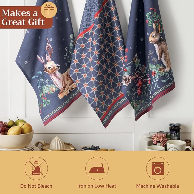 Maison d' Hermine Kitchen Towels Set of 3 100% Cotton 20" x 27.5" Reusable - Image 5