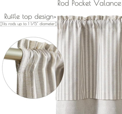 jinchan Linen Valance Curtain Striped Valance - Image 7