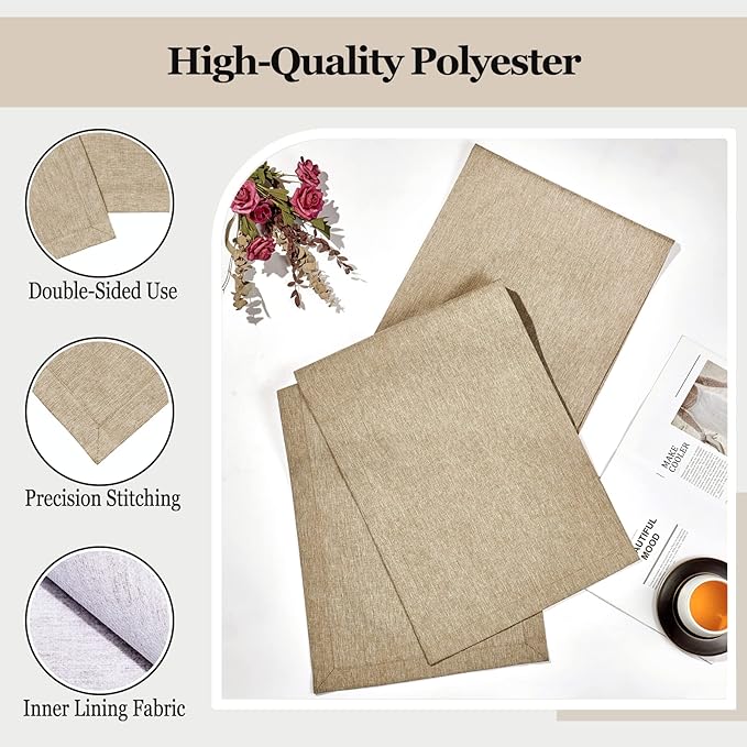 Mebakuk Linen Farmhouse Table Runner Large Burlap Style Soft and Waterproof - Image 3
