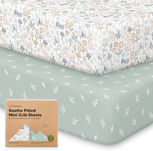2-Pack Mini Crib Sheets Fitted by KeaBabies