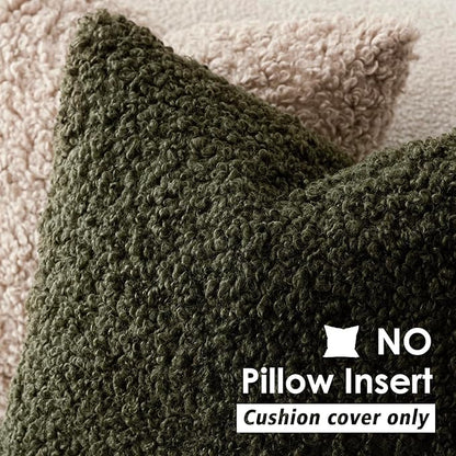 Foindtower 2 Pieces 26x26 Inch Olive Green, Faux Fur Throw Pillow Cover Accent - Image 3