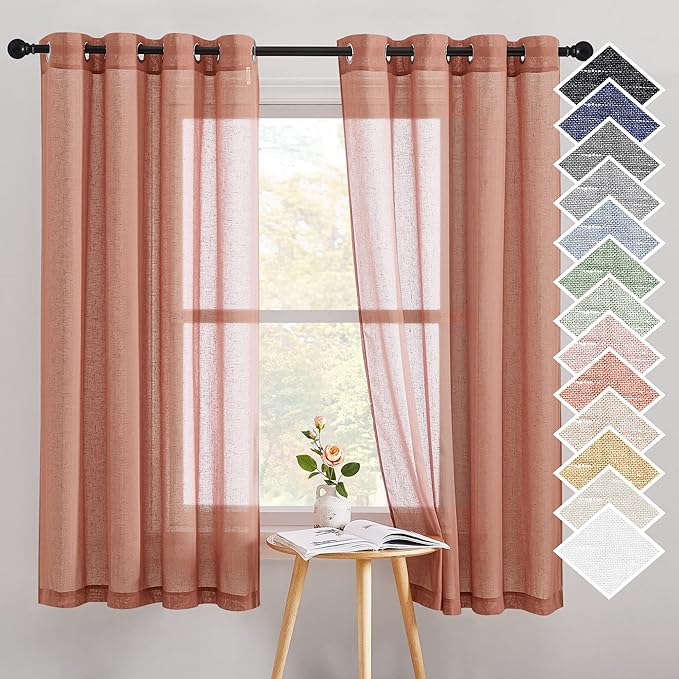 NICETOWN Washed Linen Curtains for Window, Grommet Natural Linen Semi Sheer by NICETOWN