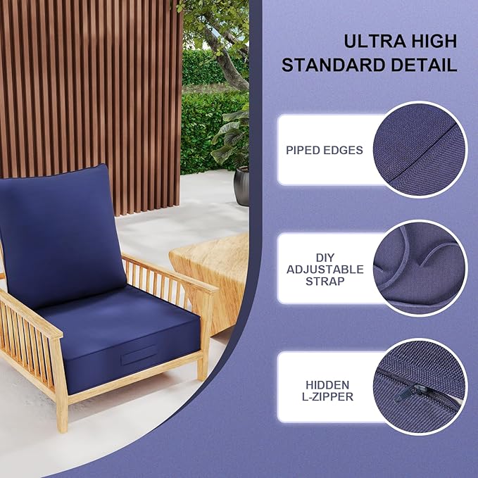 Outdoor Olefin Water-Resistant Deep Seat Cushion Set, Thickened Sofa Chair Pad - Image 5