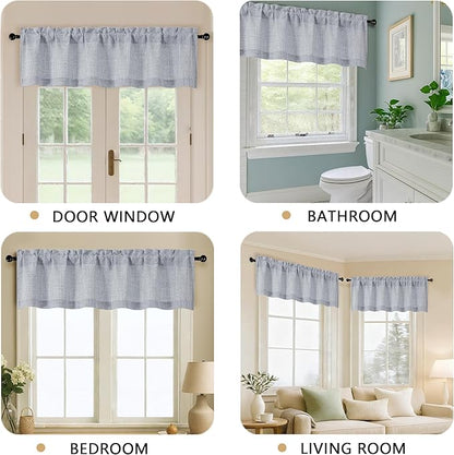 OVZME Grey Valance for Windows, Light Filtering Faux Linen Textured Small - Image 5