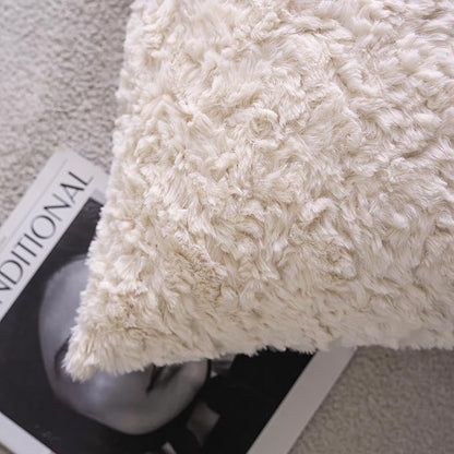 Neelvin Set of 2 Faux Fur Throw Pillow Covers 22x22 Inch Beige Cozy Soft Solid - Image 5