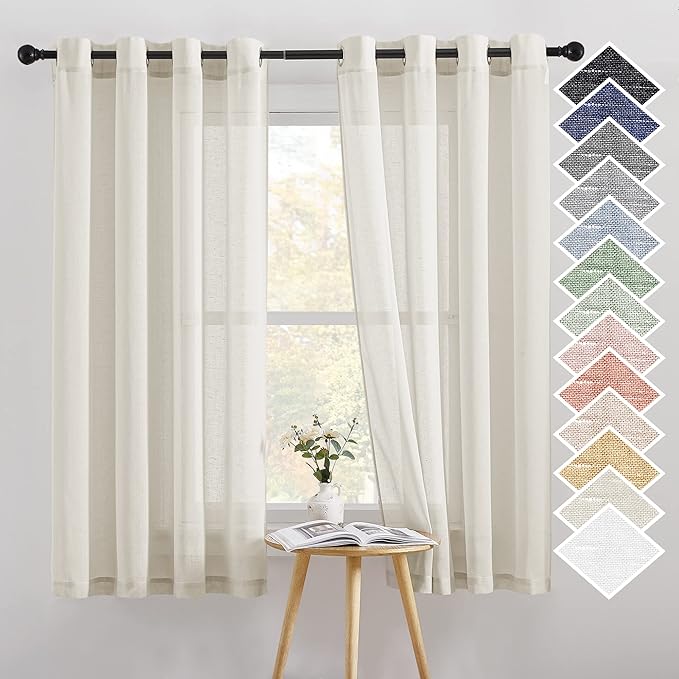 NICETOWN Linen Sheer Curtains 63 inch Length by NICETOWN
