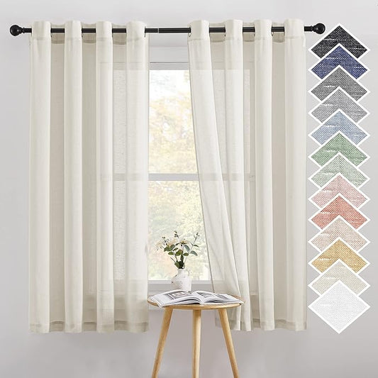 NICETOWN Linen Sheer Curtains 63 inch Length by NICETOWN