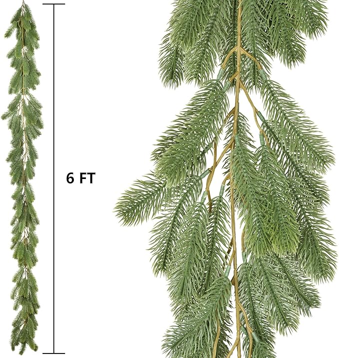 DearHouse 6Ft Artificial Pine Christmas Garland Winter Greenery Garland - Image 6
