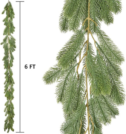 DearHouse 6Ft Artificial Pine Christmas Garland Winter Greenery Garland - Image 6