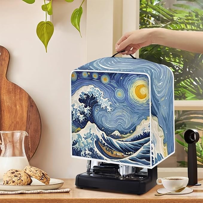 Starry Night Great Wave Print Coffee Maker Covers - Image 4