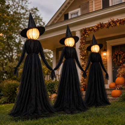 Hourleey Halloween Witch Decorations Outdoor, 5FT Set of 3 Lighted Witches
