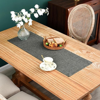NEWISHER Farmhouse Rustic Table Runner Dark Grey Rectangular Table Runners Faux by Newisher