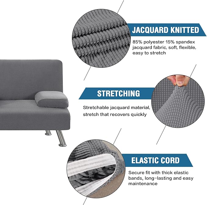 H.VERSAILTEX 4 Pieces Stretch Futon Covers Sofa Bed Slipcover - Image 4