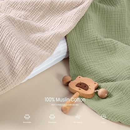 lulumoon Baby Bassinet Sheets Muslin: Cotton Bedside Bassinet Sheets Floral - Image 4