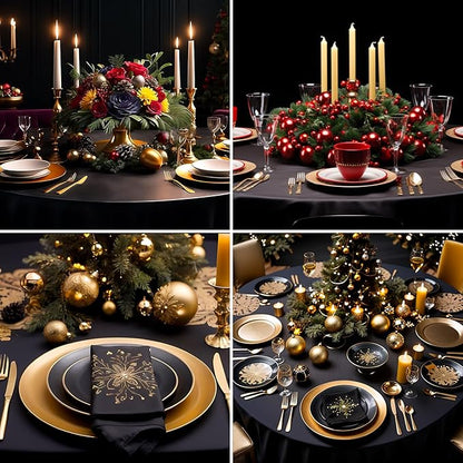 Round Tablecloth 8 Pack 108 Inch Black Tablecloths Washable Decorative Linen - Image 3