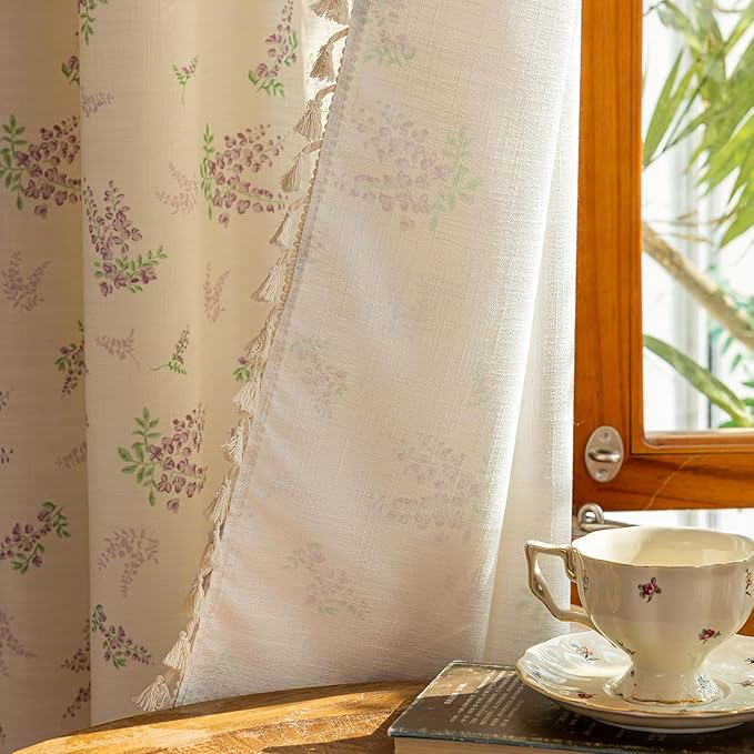 ENJOYBRIDAL Purple Floral 84 Inch Curtains - Image 6