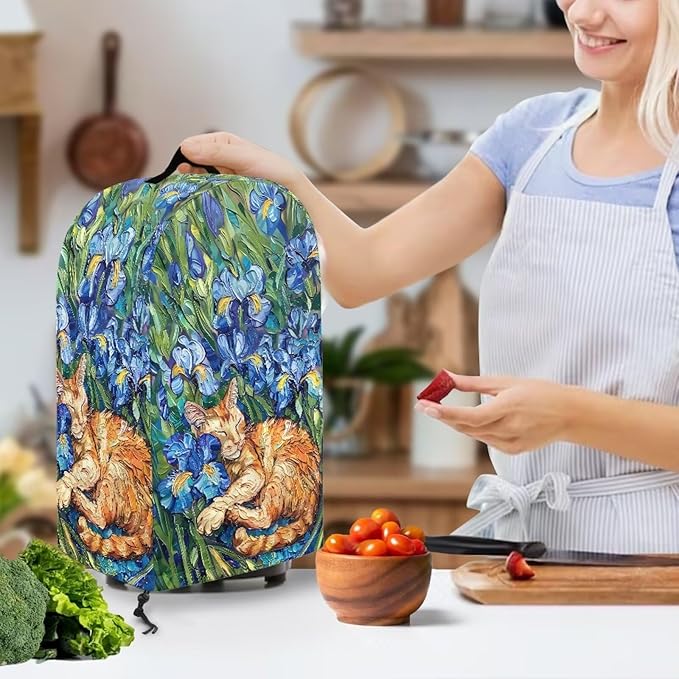 Irises Orange Cats Blender Cover Dust Proof Small Appliance Cover Foldable Dust - Image 3
