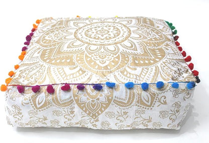 CRAFT KALA 18" Square Large Hippie Mandala Meditation Floor Ottoman Pillow - Image 7