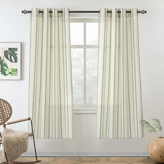 DriftAway Farmhouse Vertical Striped Linen Blend Textured Light Filtering Semi by DriftAway
