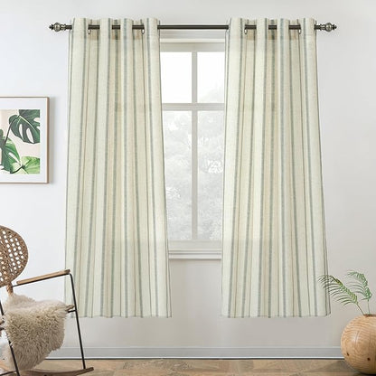 DriftAway Farmhouse Vertical Striped Linen Blend Textured Light Filtering Semi by DriftAway