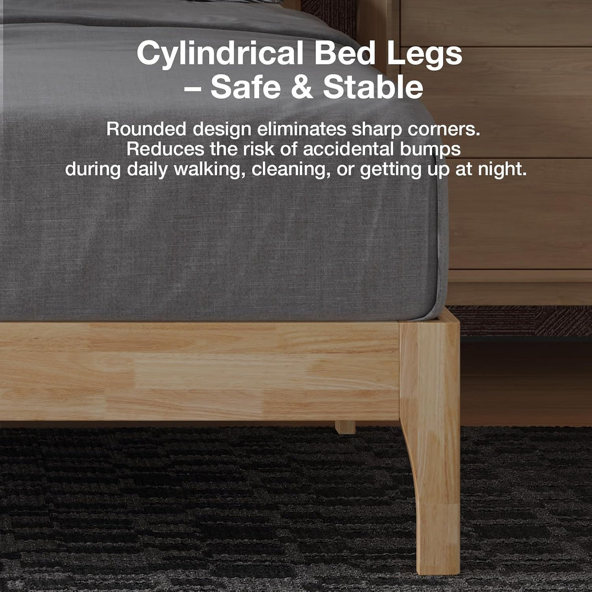 novilla queen size bed frame with 3-level adjustable, view 10