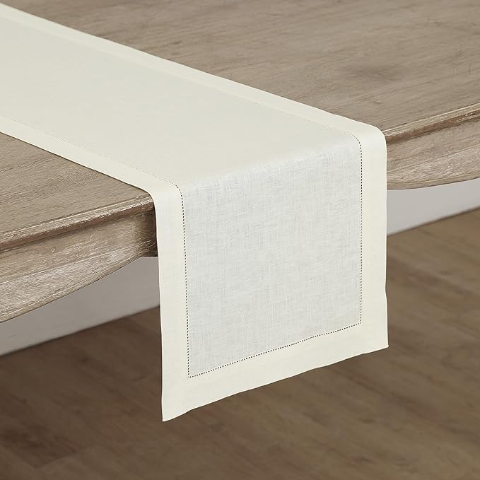 Solino Home Linen Ivory Table Runner 132 Inches Long - Image 2