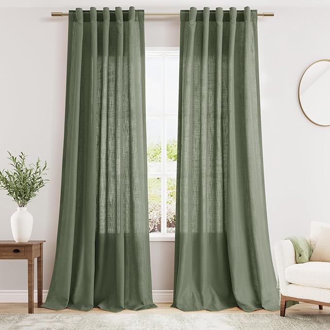 Nanspring Olive Green Boho Curtains by Nanspring