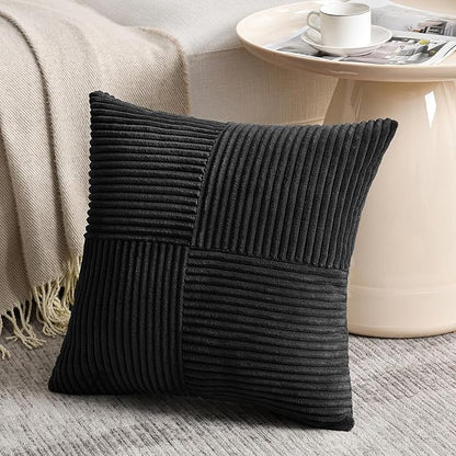 Fancy Homi 2 Packs Black Decorative Throw Pillow Covers 22x22 Inch - Image 2