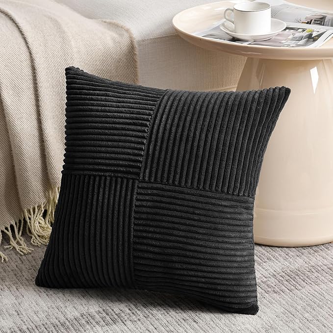 Fancy Homi 2 Packs Black Big Decorative Throw Pillow Covers 24x24 Inch - Image 2
