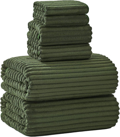 bath towel set, 40"x80" oversized bath sheets, olive shown in use