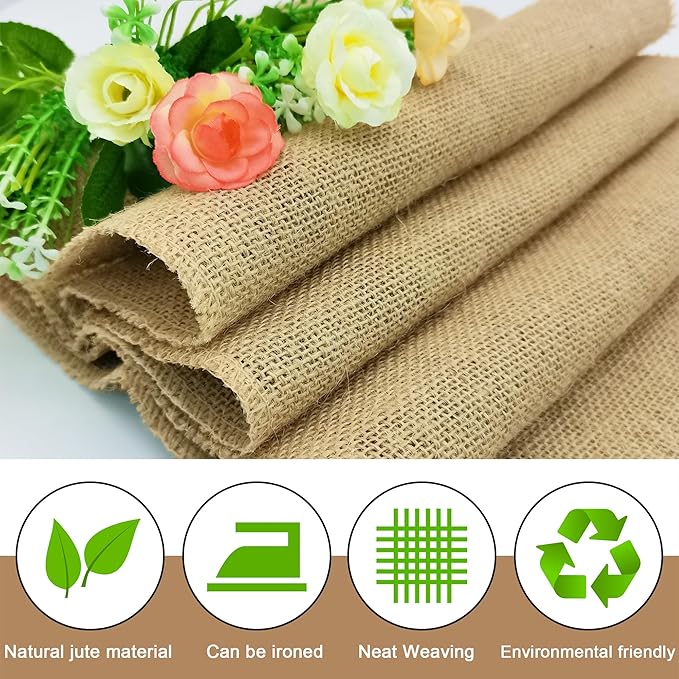 1 Pack 12 inch x 10 Yards Burlap Table Runner, Natural Rustic Jute Table Runners - Image 4