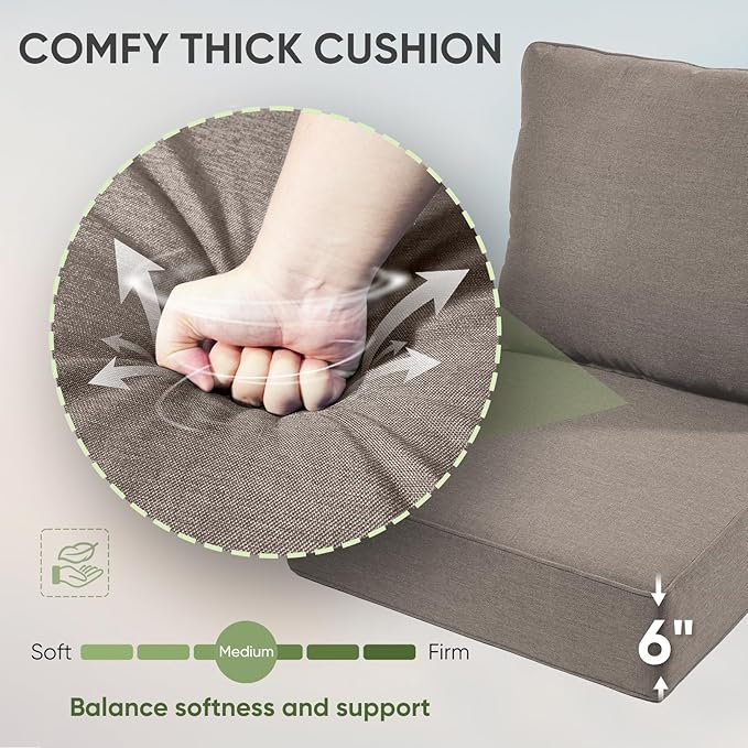 Outdoor Chair Cushions Set of 2, Waterproof 24x24 Patio Chair Cushion, Couch - Image 5