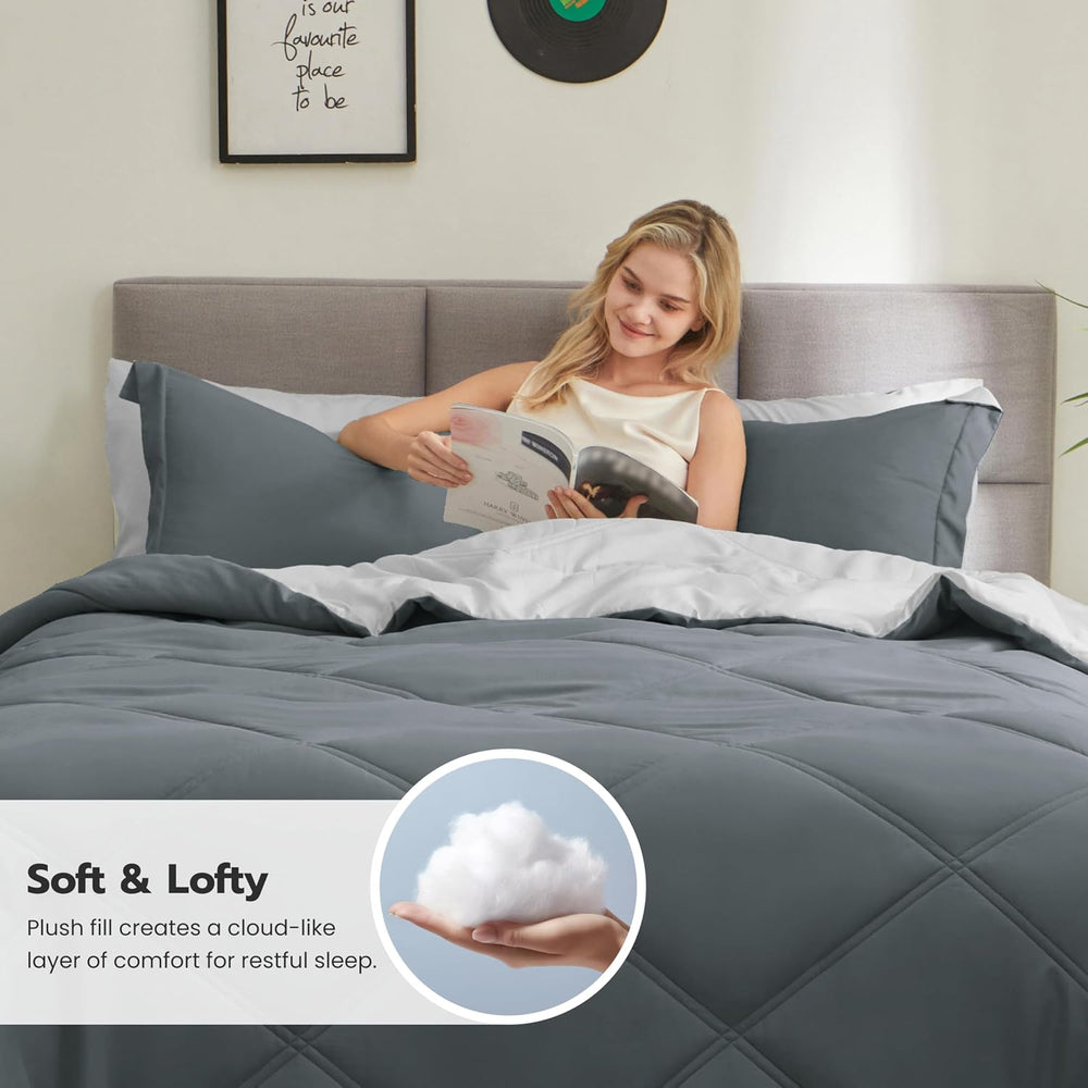 Joiedomi Queen Comforter Set with Sheets Dark Grey, 7 Pieces Queen Bed Set wi...