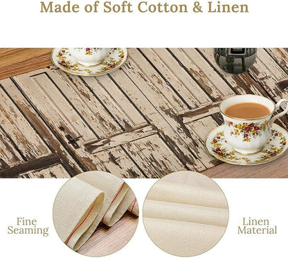 Barn Door Table Runner Rustic Wood Wooden Brown Farmhouse Door Western Country - Image 5