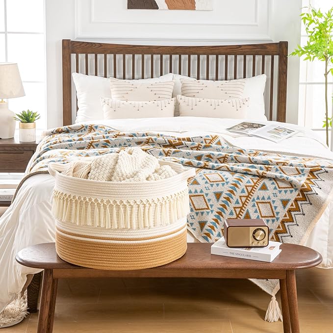 KAKAMAY Large Blanket Basket, Woven Baskets - Image 7