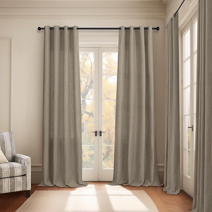 Pitalk Dark Taupe Linen Curtains - Image 2