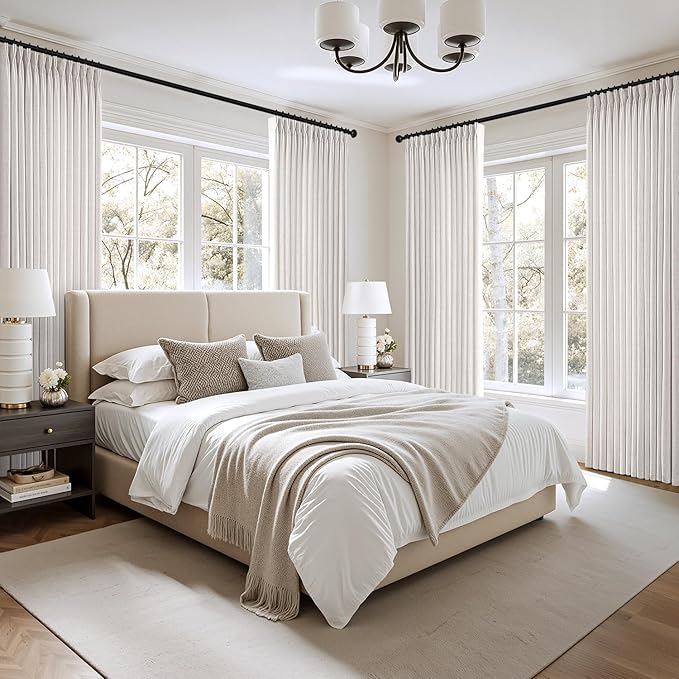 MIULEE Pinch Pleated Thick Linen Curtains 102 Inch 4 Panels Set Back Tab Memory - Image 7