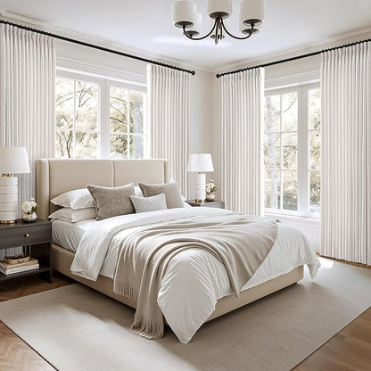 MIULEE Pinch Pleated Thick Linen Curtains 90 Inch 4 Panels Set Back Tab Memory - Image 7