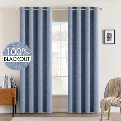 MIULEE Linen Texture Curtains for Bedroom Solid 100% Blackout Thermal Insulated by MIULEE