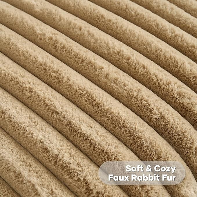 FUTEI Camel Throw Pillow Covers Set of 2, 18x18 Inch Striped Texture Cushion - Image 2