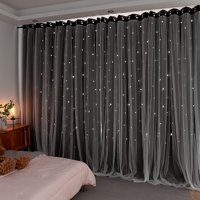 Kinryb Kids Blackout Curtains for Bedroom/Living Room/Classroom, Sheer Overlay - Image 2
