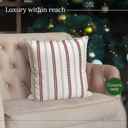 SanVia Winterberry Premium Cotton Throw Pillow Covers, 20x20 inch, Luxury - Image 5