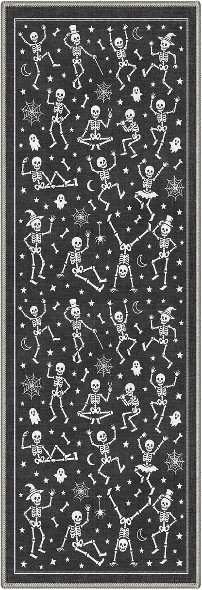 Bavni 2X6 Inch Halloween Dancing Skeletons Runner Rug for Kitchen
