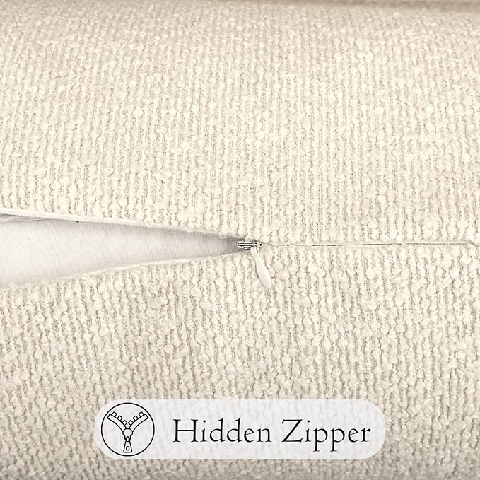 14x36 inch Boucle Lumbar Pillow Cover, Cream Woven Texture Neutral Long Pillow - Image 5